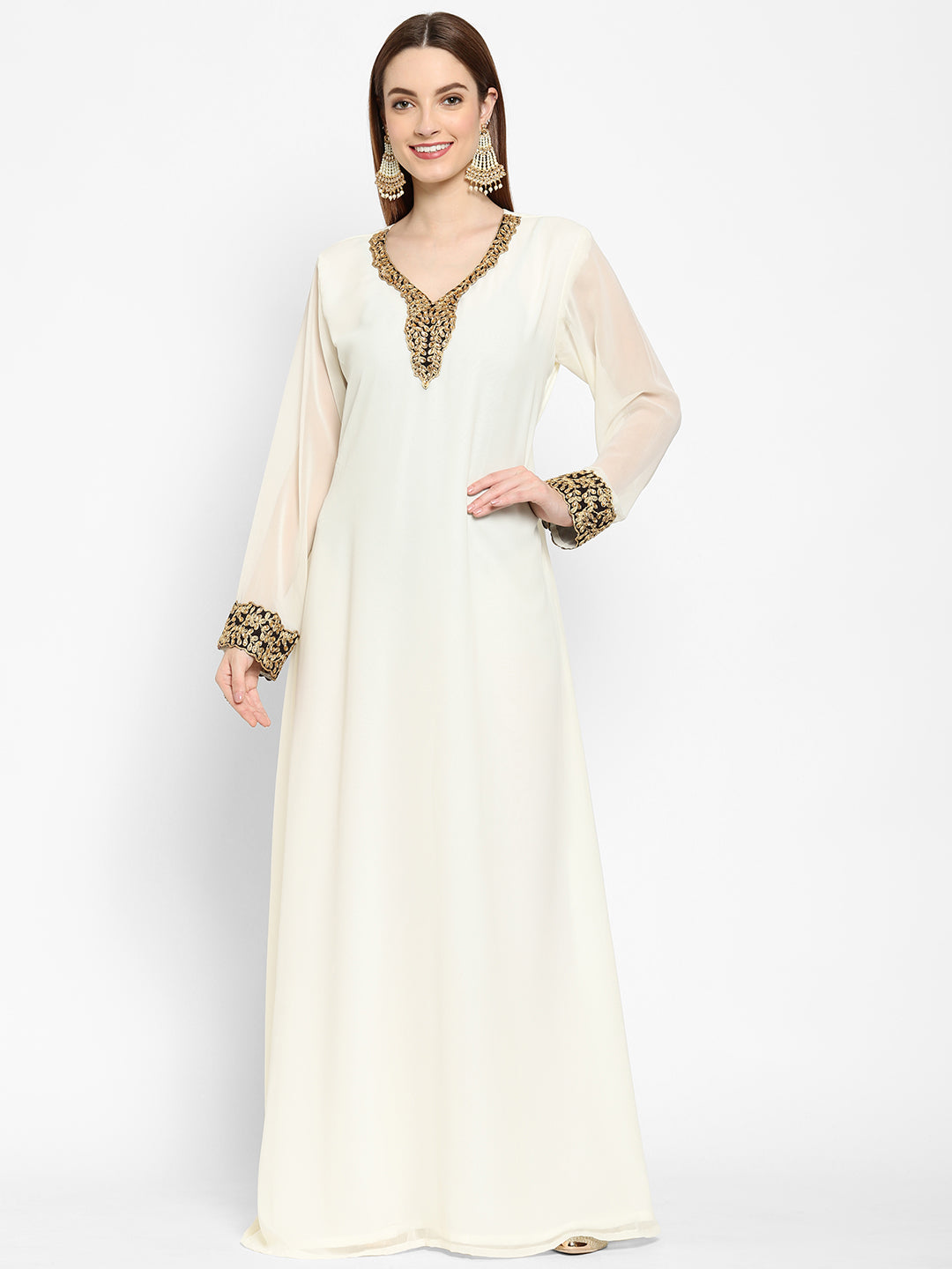 Henna Party Wear Embroidered Gown - Maxim Creation