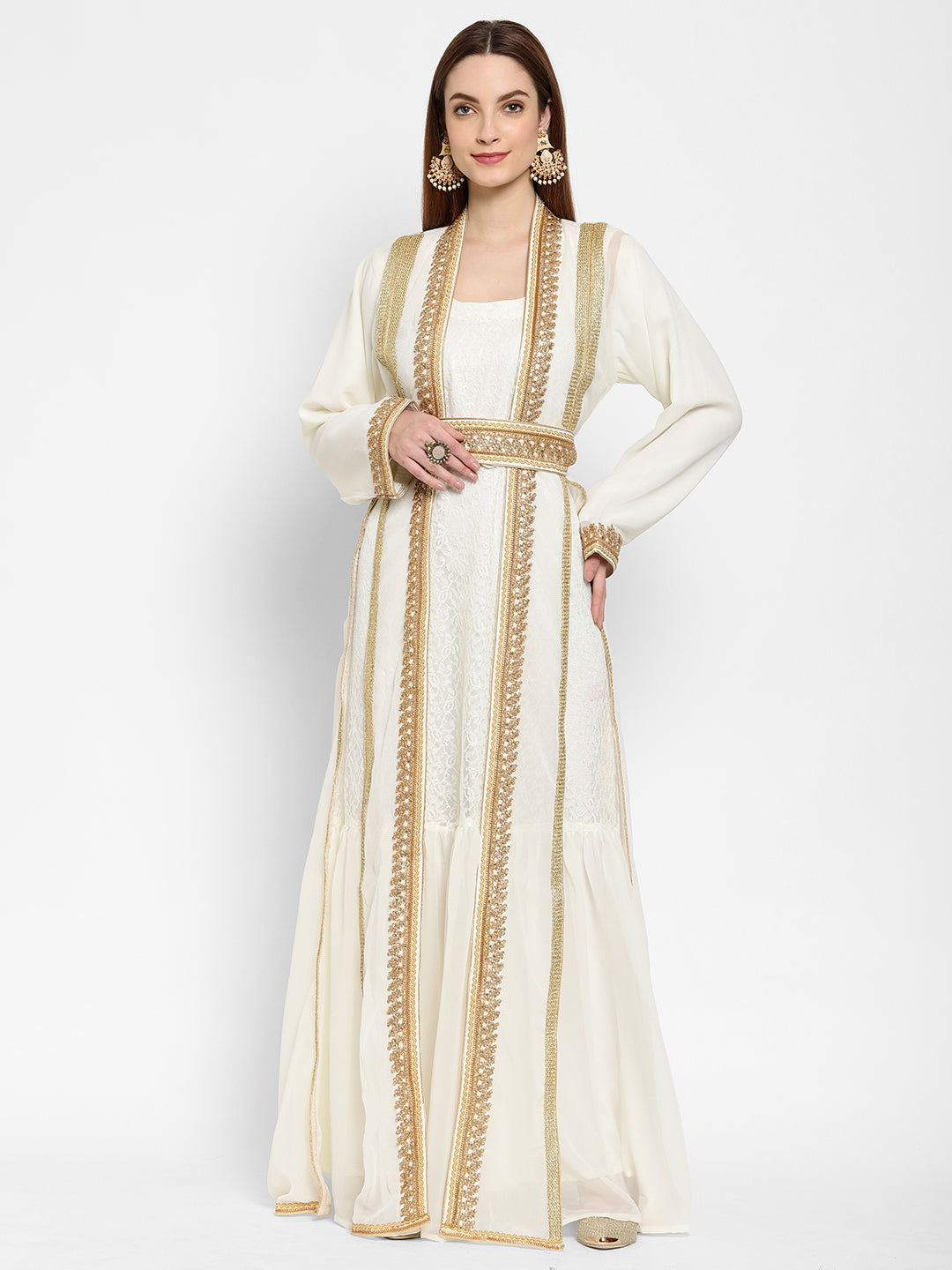 Embroidered Maxi with Lace Work Embroidered Maxi with Lace Work