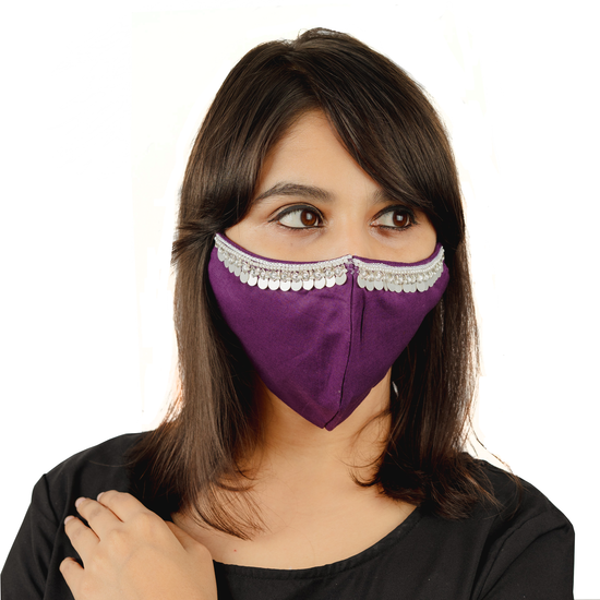 Load image into Gallery viewer, Cotton Face Mask with Hanging Tassel Embroidery (1 Style X 6 colours) - Maxim Creation
