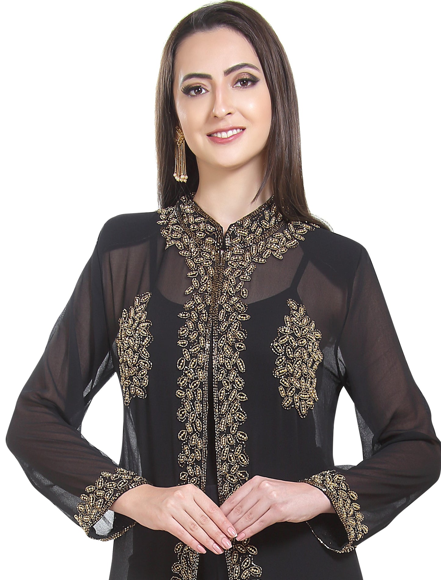 Load image into Gallery viewer, Embroidered Kurti in Black Overcoat Party Gown - Maxim Creation
