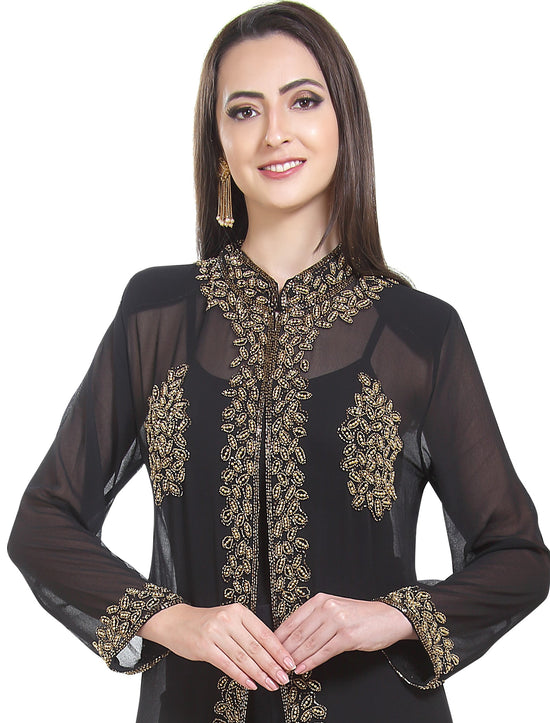 Embroidered Kurti in Black Overcoat Party Gown - Maxim Creation