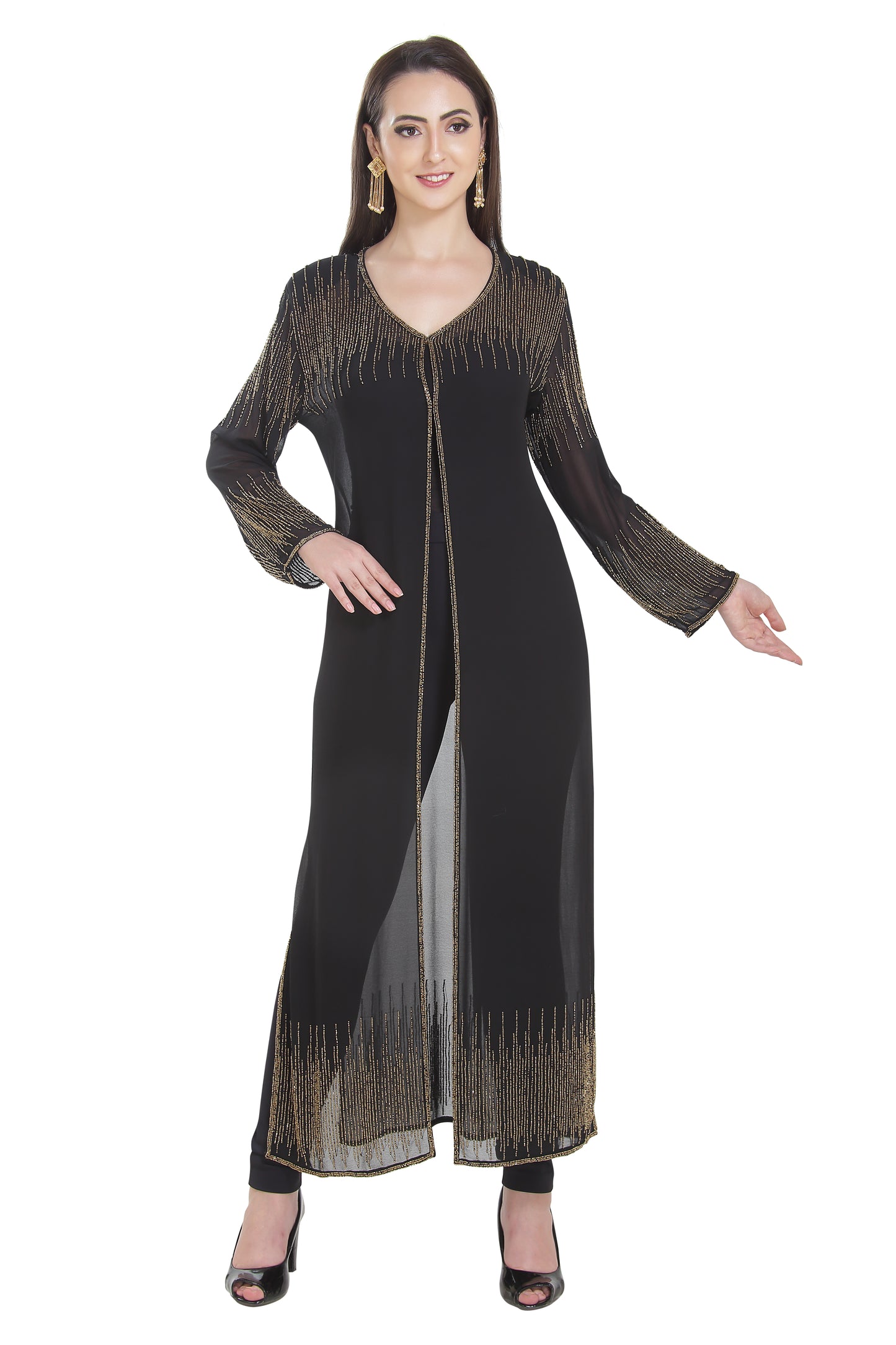 Buy Alam Collection Casual Crepe and Rasal Net Round-Neck 3/4 Length Sleeves  Black Kurti Fancy Designer Kurtis (L) at Amazon.in