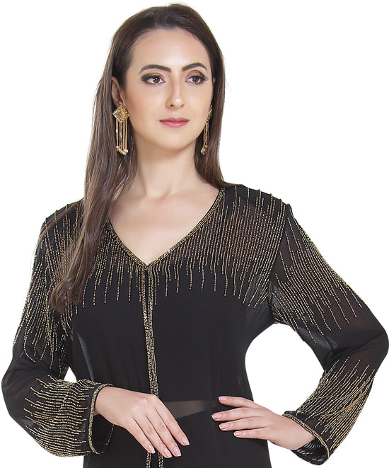 Load image into Gallery viewer, Embroidered Cardigan Long Sleeve Kurti Dress - Maxim Creation

