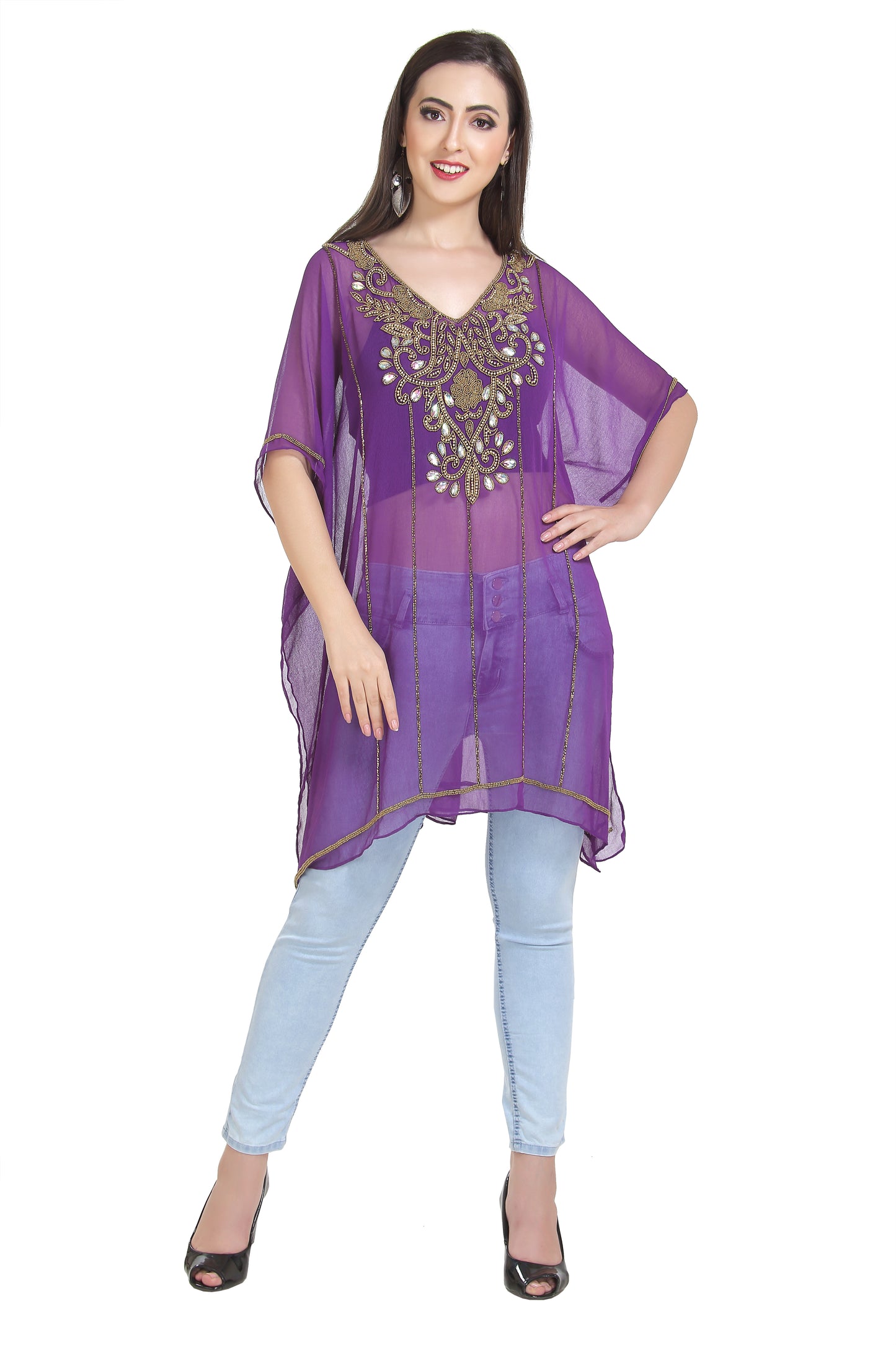 kurti maxi dress Embroidered Kurti Short Maxi Dress