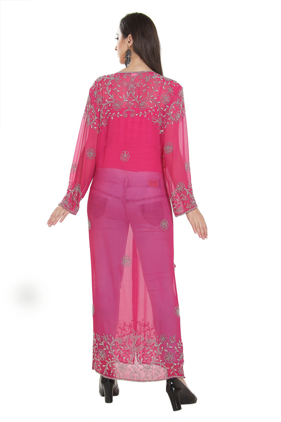Load image into Gallery viewer, Embroidered Kurti With Crystal Overcoat Long Maxi Dress - Maxim Creation
