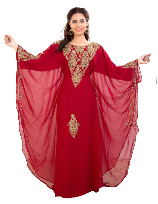Moroccan Caftan With Golden Embroidery - Maxim Creation