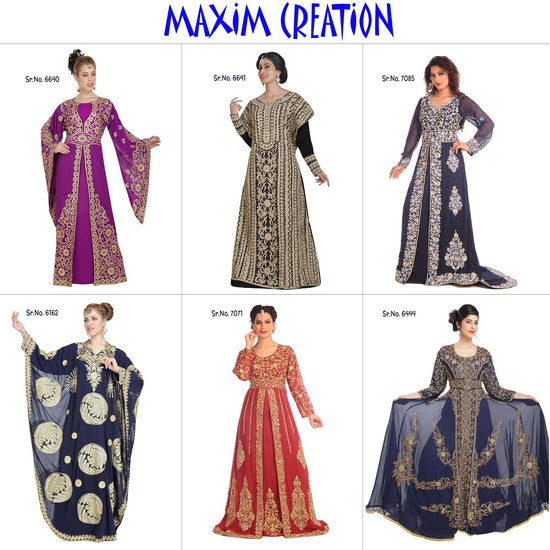 Load image into Gallery viewer, Djellaba Kaftan With Floral Zari Embroidery - Maxim Creation
