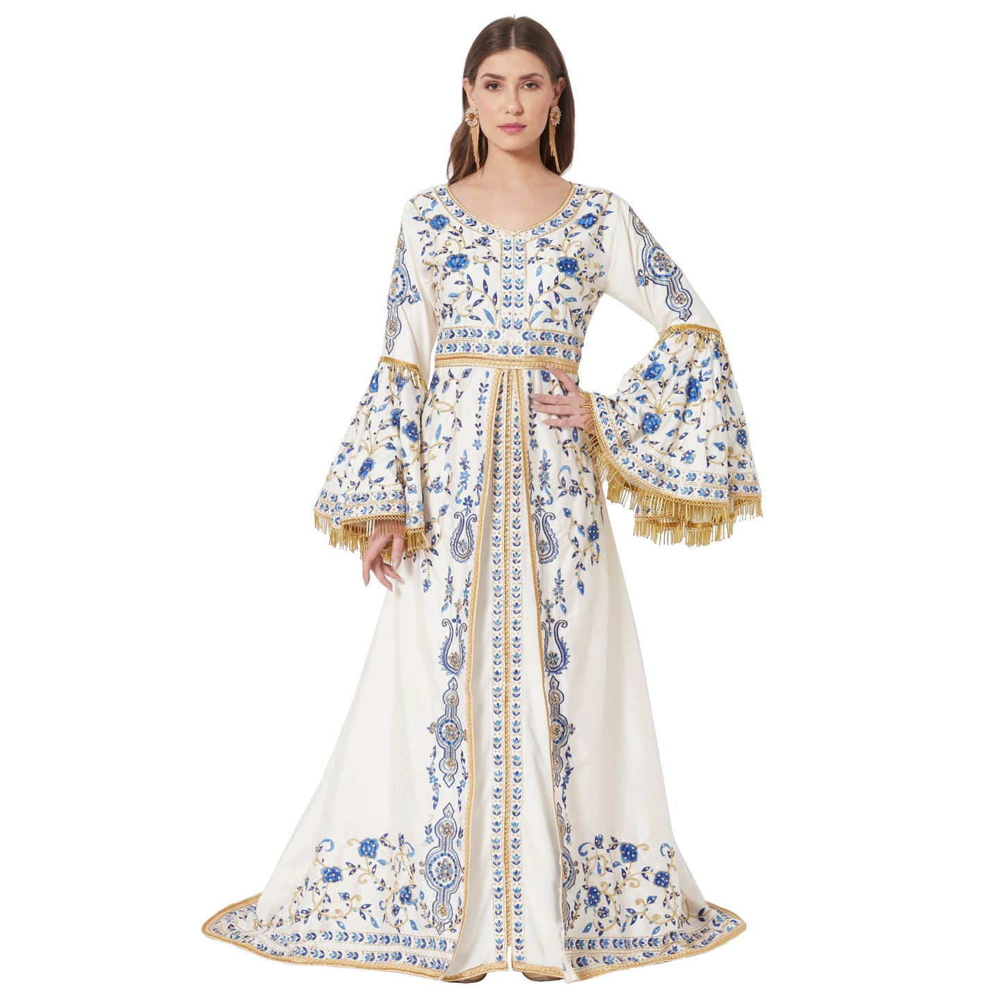 Luxury Ball Gown with Rich Thread Embroidery & Tassels Maxim Creation Luxury Ball Gown with Rich Thread Embroidery & Tassels Maxim Creation