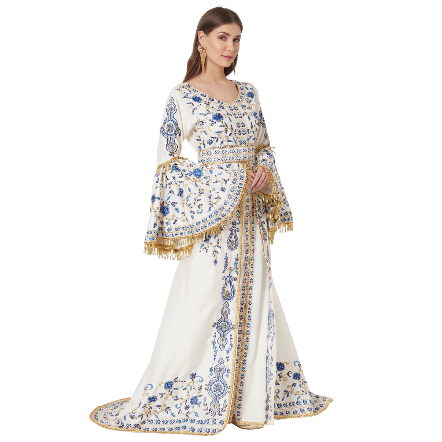 Luxury Ball Gown with Rich Thread Embroidery & Tassels Luxury Ball Gown with Rich Thread Embroidery & Tassels