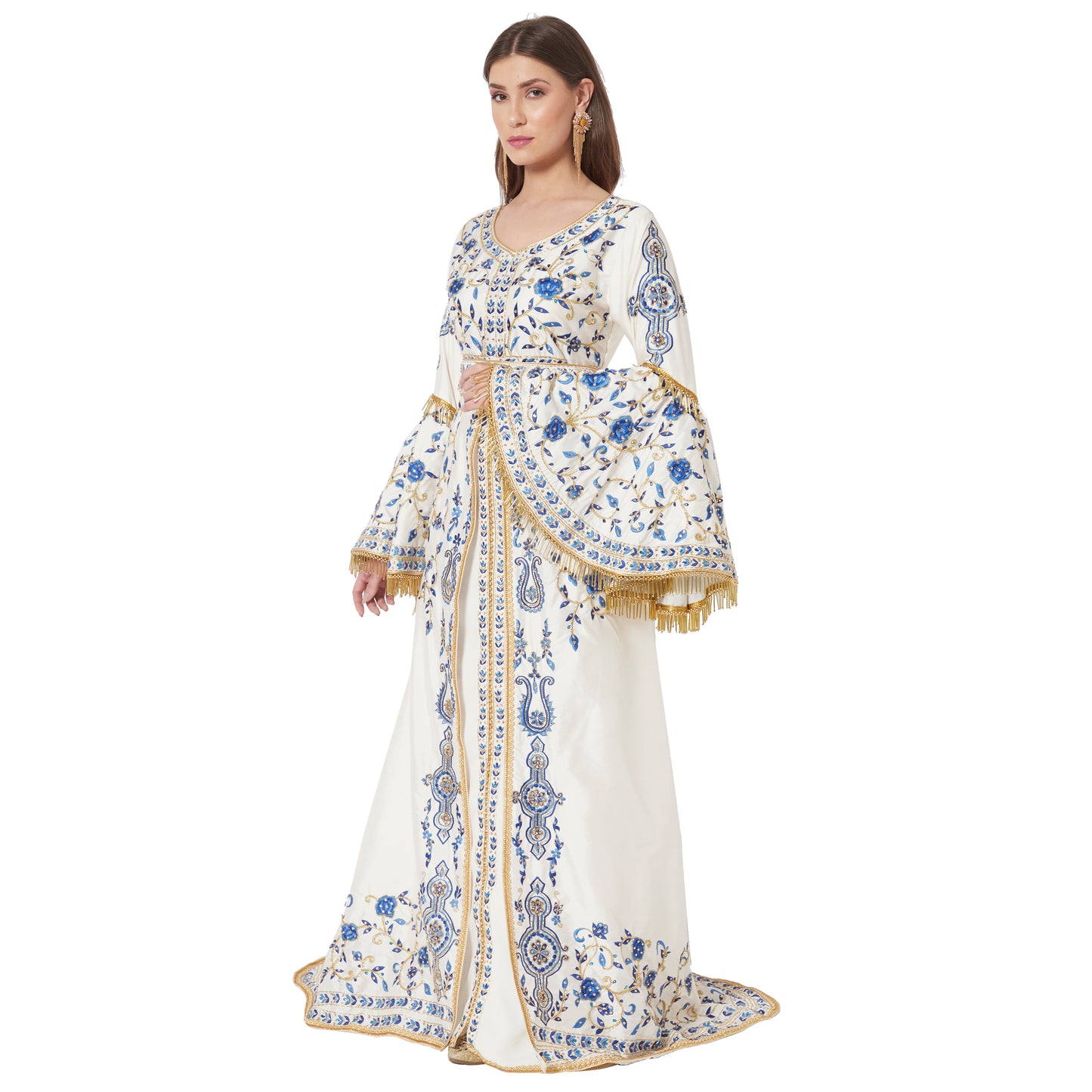 Luxury Ball Gown with Rich Thread Embroidery & Tassels Maxim Creation Luxury Ball Gown with Rich Thread Embroidery & Tassels Maxim Creation