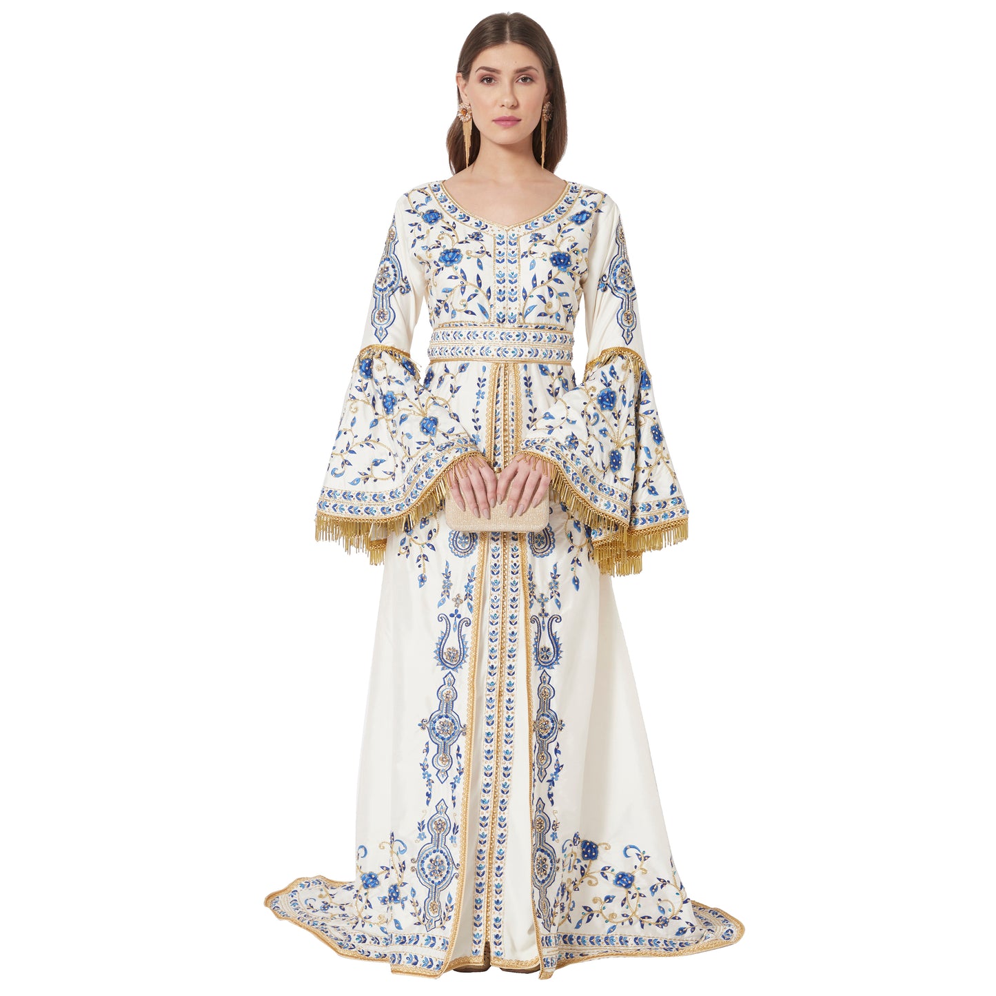 Luxury Ball Gown with Rich Thread Embroidery & Tassels 5XL / 60 Inches / No Scarf Luxury Ball Gown with Rich Thread Embroidery & Tassels 5XL / 60 Inches / No Scarf